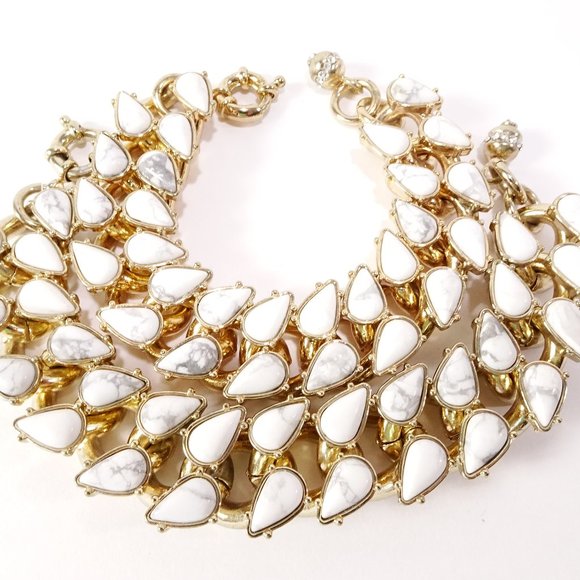 J.Crew Brass and Howlite Link Bracelet NWT 145 - Picture 5 of 7